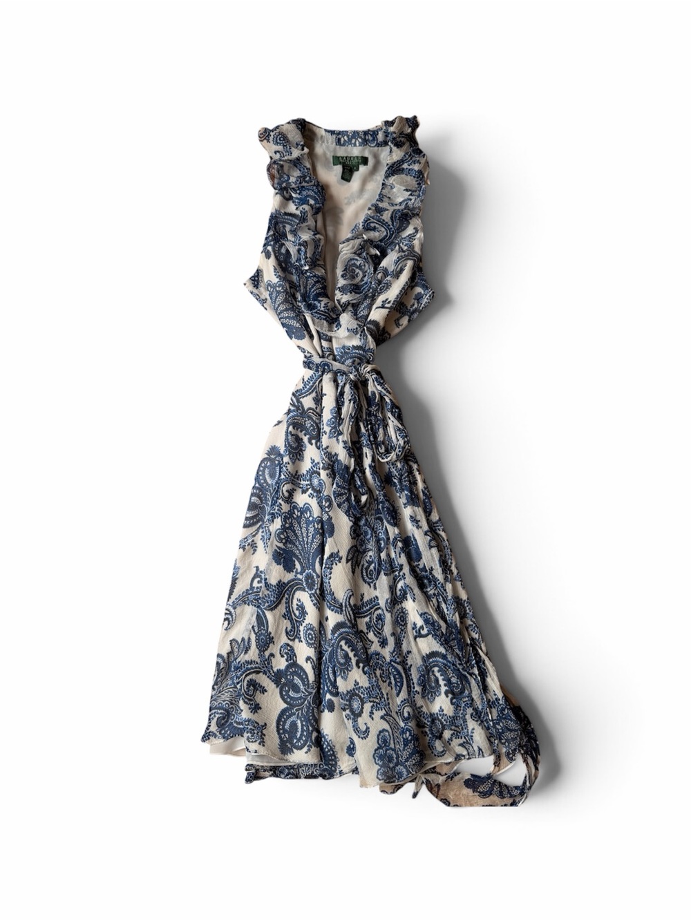 Lauren Ralph Lauren 100% Silk Paisley Ruffle Dress Size 8 NWOT